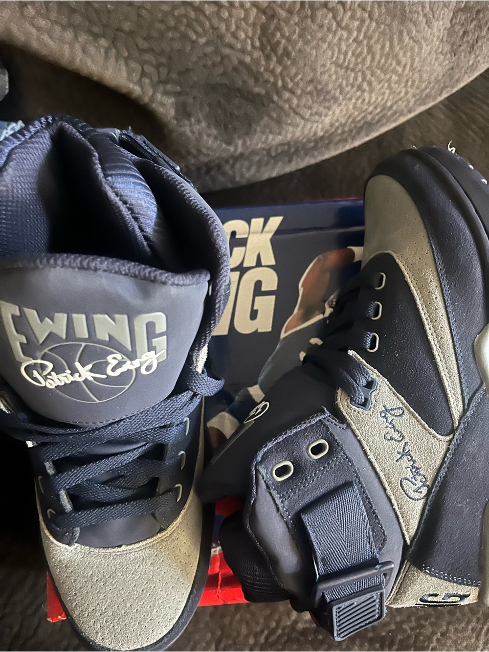 Ewing 33 Hi Men's High-Top Sneakers in Navy and Gray W/Box